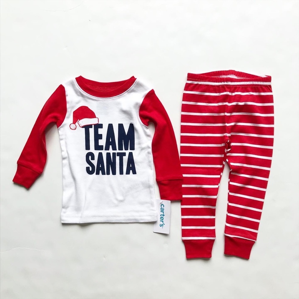 Carters NWT Team Santa pajama set 12m & 18m
